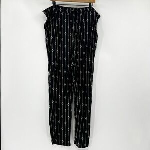 B Collection by Bobeau Black White Geo Print Wide Leg Pants Size Medium
